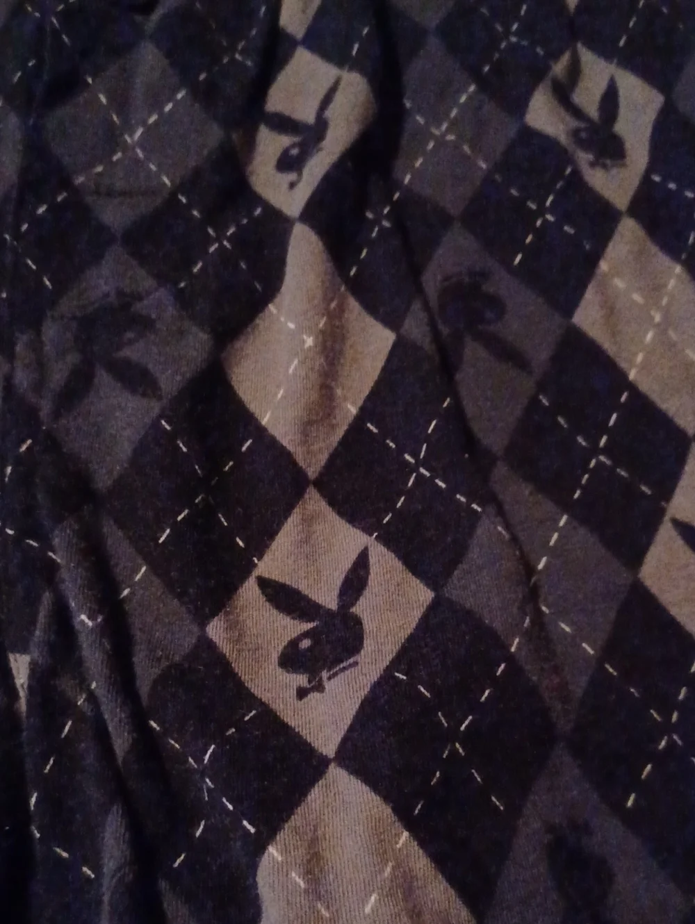 PLAYBOY Black and Gray Argyle Bunny Print Men's Boxers